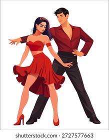 Latina Ilustración vectorial de pareja de baile para escuela de baile, festival o evento romántico Póster