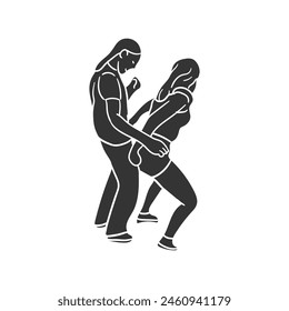 Latin Dance Icon Silhouette Illustration. Couple Vector Graphic Pictogram Symbol Clip Art. Doodle Sketch Black Sign.