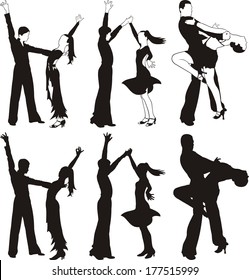 latin dance - silhouettes of ballroom dancing