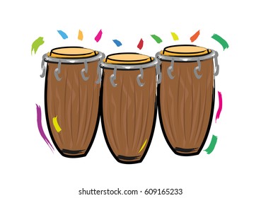 Latin Drums or Conga Abstract Contemporary illustration. Editable Clip Art.