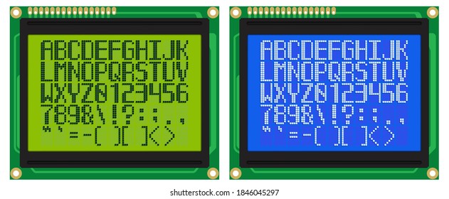 Latin Font for Green and Blue LCD Displays With Dot-Matrix