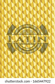 Latin gold badge. Scales pattern. Vector Illustration. Detailed.
