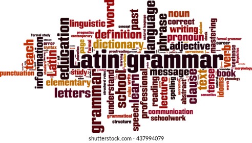 Latin grammar word cloud concept. Vector illustration
