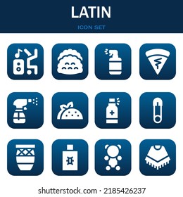 latin icon set. Vector  illustrations related with Dancer, Tacos and Spray