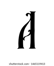 Latin letter A. Vector. Logo for the company. Icon for the site. Separate letter from the alphabet. Gothic neo-Russian ancient style of 17-19 centuries.