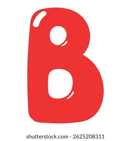 Latin letter B shaped balloon, rounded glossy design, isolated vector on transparent background. Hand drawn illustration. Holiday, party, celebration, anniversary, birthday card, banner element