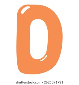 Letra latina D em forma de balão, design brilhante arredondado, vetor isolado em fundo transparente. Ilustração desenhada à mão. Feriado, festa, comemoração, aniversário, cartão de aniversário, elemento de banner