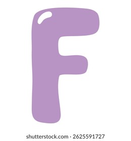 Latin letter F shaped balloon, rounded glossy design, isolated vector on transparent background. Hand drawn illustration. Holiday, party, celebration, anniversary, birthday card, banner element