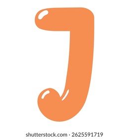 Letra latina J balão em forma, design brilhante arredondado, vetor isolado em fundo transparente. Ilustração desenhada à mão. Feriado, festa, comemoração, aniversário, cartão de aniversário, elemento de banner