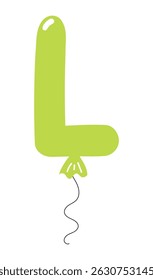 A letra latina L em forma de balão, design brilhante arredondado, vetor isolado em fundo transparente. Ilustração desenhada à mão. Feriado, festa, comemoração, aniversário, cartão de aniversário, elemento de banner