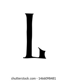 Latin letter L. Vector. Logo for the company. Icon for the site. Separate letter from the alphabet. Gothic neo-Russian ancient style of 17-19 centuries.