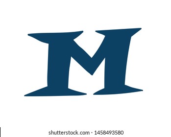 Latin letter M. Vector. Logo for the company. Icon for the site. Separate letter from the alphabet. Barbed pleasant shape.