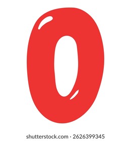 Letra latina balão em forma de O, design brilhante arredondado, vetor isolado em fundo transparente. Ilustração desenhada à mão. Feriado, festa, comemoração, aniversário, cartão de aniversário, elemento de banner