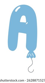 Letra latina balão em forma de A, design brilhante arredondado, vetor isolado em fundo transparente. Ilustração desenhada à mão. Feriado, festa, comemoração, aniversário, cartão de aniversário, elemento de banner