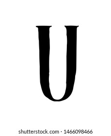 Latin letter U. Vector. Logo for the company. Icon for the site. Separate letter from the alphabet. Gothic neo-Russian ancient style of 17-19 centuries.