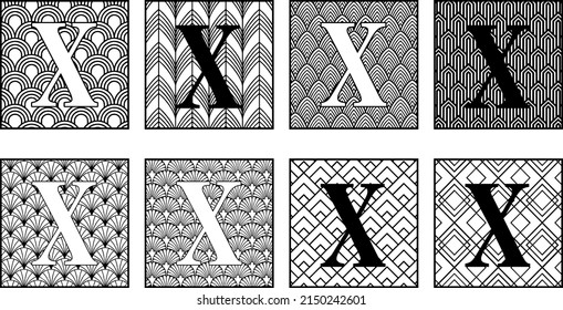 Latin Letter X On Art Deco Pattern. Cut File On White Background