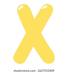 Balão em forma de letra latina X, design brilhante arredondado, vetor isolado em fundo transparente. Ilustração desenhada à mão. Feriado, festa, comemoração, aniversário, cartão de aniversário, elemento de banner