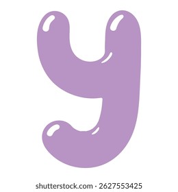 Latin letter Y shaped balloon, rounded glossy design, isolated vector on transparent background. Hand drawn illustration. Holiday, party, celebration, anniversary, birthday card, banner element