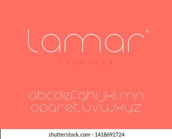 Latin lowercase alphabet letters and numbers. Thin line font. Vector illustration