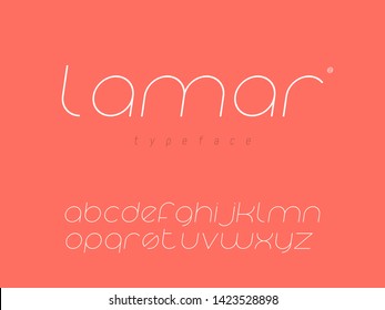 Latin lowercase alphabet letters and numbers. Thin line font. Vector illustration