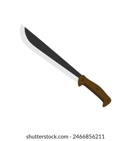 Latein Machete flache Design Illustration isoliert auf weißem Hintergrund. Cutlass, ein großes gebogenes Messer mit einer breiten Klinge, Vektorillustration.