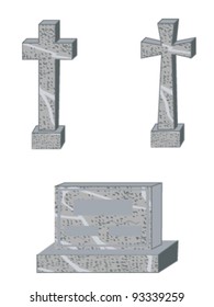 Latin and maltese cross grave markers and large family style gravestone