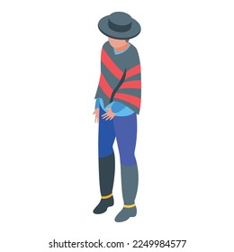 Latin man icon isometric vector. Chile country. National people