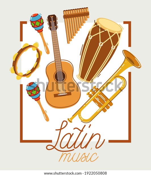 Latin\
music band salsa vector flat poster isolated over white background,\
live sound festival concert or night dancing party, Brazil or Cuban\
musical fiesta theme advertising flyer or\
banner.
