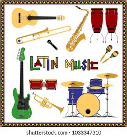 Latin music set vector illustration.