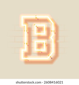 Latin Neon B. Vector Uppercase Letter 