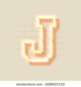 Latin Neon J. Vector uppercase letter