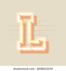 Latin Neon L. Vector uppercase letter