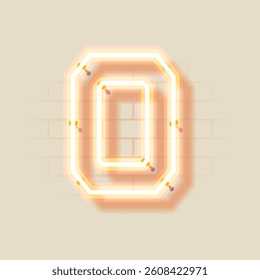 Latin Neon O. Vector uppercase letter