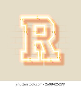 Latin  Neon R. Vector uppercase letter