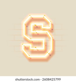 Latin Neon S. Vector uppercase letter