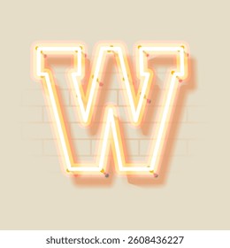 Latin Neon W. Vector uppercase letter