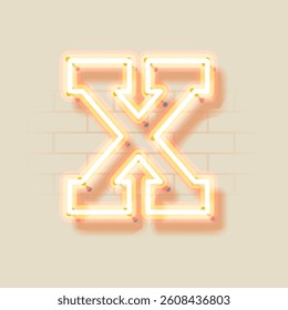 Latin Neon X. Vector uppercase letter