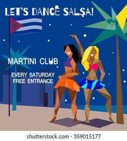 Latin Party Flyer with girls and Cuban flag