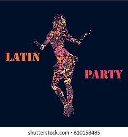 Latin Party illustration with abstract girl
