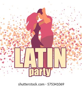 Latin party illustration with dancing cuban couple