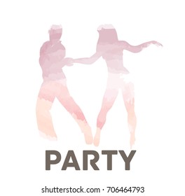 Latin Party - vector illustration with dancing couple. Watercolor version