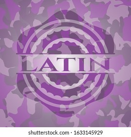 Latin pink on camo texture. Vector Illustration. Detailed.