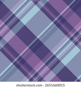 Latino fundo vetor xadrez, tartan de verificação têxtil minimalista. Textura de padrão de tecido macio sem emenda na paleta de cores violeta e clara.