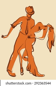 Latin Salsa Dancers. Illustration of a Dancing Couple
