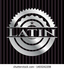 Latin silver shiny emblem]. Vector Illustration. Mosaic.