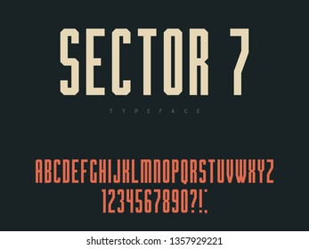 Latin uppercase alphabet letters and numbers. Vector illustration