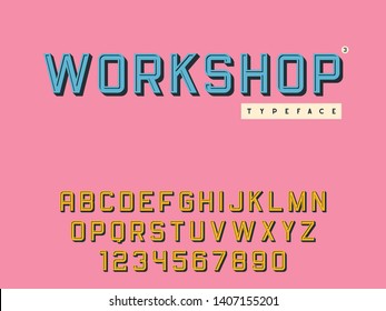 Latin uppercase alphabet letters and numbers. Vector illustration