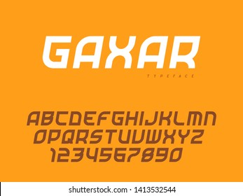 Latin uppercase alphabet letters and numbers. Abstract font. Vector illustration