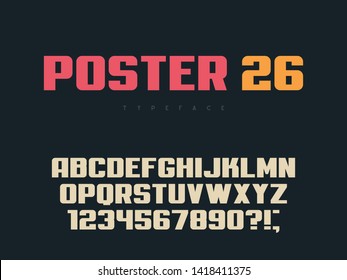 Latin uppercase alphabet letters and numbers. Vector illustration