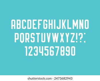 Latin uppercase alphabet letters and numbers. Retro poster font. Vector illustration